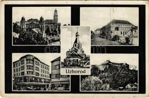 Ungvár, Uzshorod, Uzhhorod, Uzhorod; fatemplom, Slovenka, Jaroslav Kolár üzlete / wooden church, shops + 1938 Ungvár visszatért So. Stpl (EK)