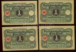 Német Birodalom / Weimari Köztársaság 1920. 1M (4x) kis ugrású ill. egymás utáni sorszámokkal T:II