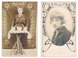 10 db régi szecessziós montázs fotó hölgyekről / 10 pre-1945 Art Nouveau montage photos with ladies