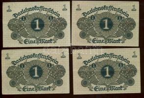 Német Birodalom / Weimari Köztársaság 1920. 1M (4x) kis ugrású ill. egymás utáni sorszámokkal T:II