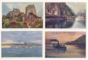 7 db régi MFTR Művészlevelezőlap képeslap hajókkal