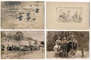 STRAND - 8 db régi nyári fotó képeslap fürdőzőkről / BEACH - 8 pre-1945 summer photo postcards