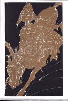 Szántó Piroska (1913-1998), 2 db mű: Lovasok. Szitanyomat, papír, jelzés nélkül, 23,5×14,5 cm