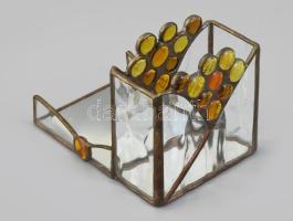 Tiffany jellegű ólomüveg íróasztali tartó. 16x11 cm