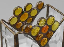Tiffany jellegű ólomüveg íróasztali tartó. 16x11 cm