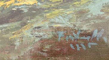 Olvashatatlan jelzéssel: Mediterrán vízparti táj. Olaj, karton. Dekoratív, üvegezett fakeretben. 50x...