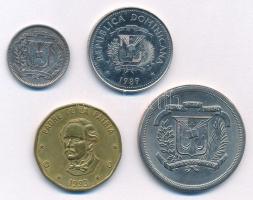 Dominikai Köztársaság 1961. 10c Ag + 1979. 1/2P Cu-Ni + 1989. 25c acél + 1993. 1P sárgaréz T:AU,XF p...