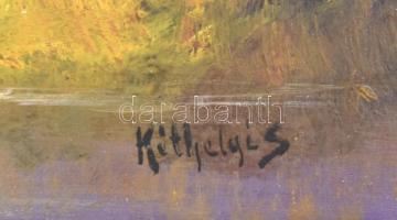 Kéthelyi jelzéssel: Gólyák. Olaj, karton. Sérült fakeretben. 35x50 cm