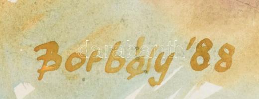 Borbély Béla (194?-2019): Balatonpart, 1988. Akvarell, papír, jelzett, 40x54,5 cm