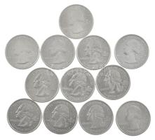 Amerikai Egyesült Államok 2000-2015. 25c Cu-Ni (12xklf) különböző forgalmi emlékkiadások (szövetségi...