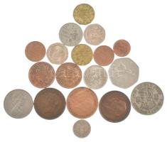 18db-os vegyes angol érmetétel T:AU-VF 18pcs of mixed british coin lot C:AU-VF