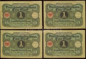 Német Birodalom / Weimari Köztársaság 1920. 1M (4x) egymás utáni ill. kis ugrású sorszámokkal T:II+