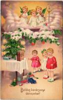 Boldog karácsonyi ünnepeket! / Christmas greeting. Amag 2906. litho + 1930-1940 Téli Sport a Kassai Havasokban Sporthét So. Stpl