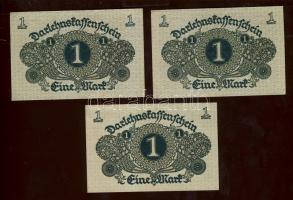 Német Birodalom / Császárság 1914. 1M (3x) közte egymás utáni sorszámokkal T:I