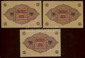 Német Birodalom / Weimari Köztársaság 1920. 1M (3x) közte közeli sorszámokkal T:I