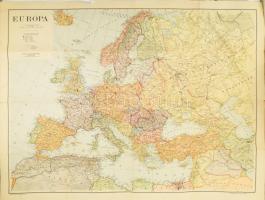 1944 Európa térképe, 1944. jún. 15., Bp., Kókai Lajos kiadása (Hornyánszky Viktor-ny.), kisebb szakadásokkal, 103x82 cm