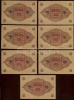 Német Birodalom / Weimari Köztársaság 1920. 1M (7x) közte kis ugrású sorszámokkal T:I,II+,II
