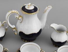 Zsolnay pompadour kávés készlet. Hat személyes, Kézzel festett, jelzett, hibátlan