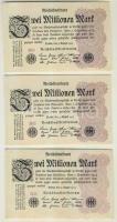 Német Birodalom / Weimari Köztársaság 1923. 2.000.000M (3x) "Gitter mit 8" vízjellel, azon...
