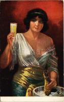 1918 Finoman erotikus hölgy / Gently erotic lady. D.K. & Co. P. 3014. s: F. Holoubek (EK)
