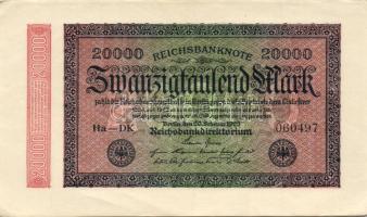 Német Birodalom / Weimari Köztársaság 1923. 20.000M (4x) közte egymás utáni ill. kis ugrású sorszámokkal T:II+,II