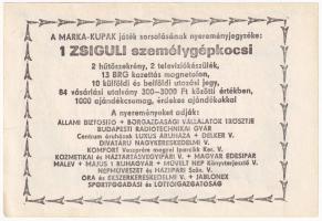 1981. "Márka Sorsjegy" I. sorozat, "0 314 923" sorszámú sorsjegye T:AU kis sarok...