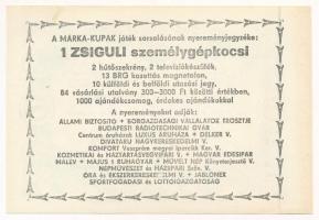 1981. "Márka Sorsjegy" I. sorozat, "0 508 679" sorszámú sorsjegye T:AU