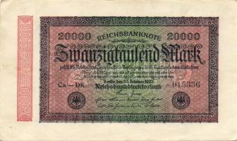 Német Birodalom / Weimari Köztársaság 1923. 20.000M (4x) közte egymás utáni ill. kis ugrású sorszámo...