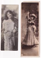 4 db régi hosszúkás alakú finoman erotikus képeslap hölgyekkel / 4 pre-1945 gently erotic postcards with two ladies