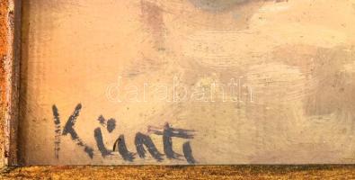 Olvashatatlan (Kürti?) jelzéssel: Csendélet. Olaj, vászon. Dekoratív, üvegezett fakeretben, 25,5x35,...