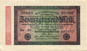 Német Birodalom / Weimari Köztársaság 1923. 20.000M (3x) T:I,I-