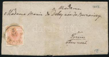 1855 3kr levélen / on cover "KASCHAU" - Eperjes