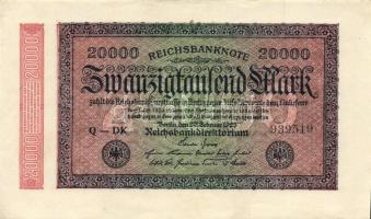 Német Birodalom / Weimari Köztársaság 1923. 20.000M 2x) "Ringe" vízjellel T:I,I-