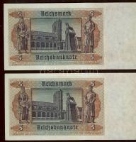 Német 3. Birodalom 1942. 5RM (2x) egymás utáni sorszámokkal T:II