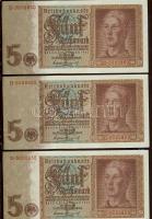 Német 3. Birodalom 1942. 5RM (3x) egymás utáni sorszámokkal T:II