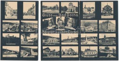 1915 Vatra Dornei, Dornavátra, Bad Dorna-Watra (Bukovina, Bukowina); 3-tiled Art Nouveau postcard (bent til broken)
