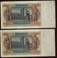 Német 3. Birodalom 1942. 5RM (2x) egymás utáni sorszámokkal T:II