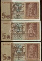 Német 3. Birodalom 1942. 5RM (3x) egymás utáni sorszámokkal T:II