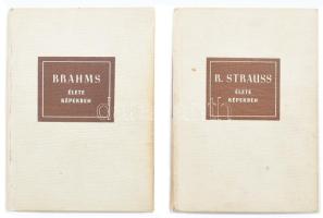 R. Strauss élete képekben + Brahms élete képekben. Bp., 1960, 1961, Zeneműkiadó Vállalat. Kiadói kartonált kötés, kopottas állapotban.