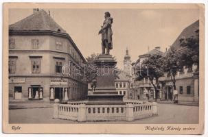 1941 Győr, Kisfaludy Károly szobor, Birkmayer János kőfaragó telep, Nővédő egyesület, üzlet (EK)