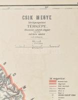 1880 Hátsek Ignác (1827-1902): Csík megye közigazgatási térképe, rajta Csíkszerda...stb., 1:500.000,...
