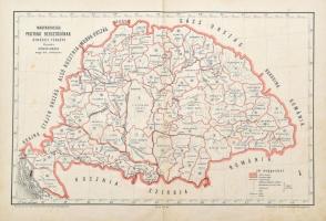 1880 Hátsek Ignác (1827-1902): Magyarország politikai beosztásának átnézeti térképe, rajzolta - - m. kir. térképész, Bp., Rautmann Frigyes,(Posner Károly Lajos-ny.), 30x47 cm