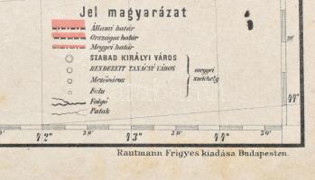 1880 Hátsek Ignác (1827-1902): Magyarország politikai beosztásának átnézeti térképe, rajzolta - - m....