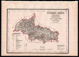 1880 Hátsek Ignác (1827-1902): Pozsega megye közigazgatási térképe, 1:500.000, Bp., Rautmann Frigyes,(Posner Károly Lajos-ny.),egy-két egészen kis folttal, 21x31 cm