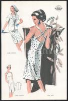 cca 1950 3 db Wemo Modes Internationales vintage divatkép, ofszet nyomat, papír, lap tetején egészen...