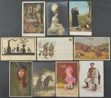 830 db régi motívum képeslap: üdvözlő, művészeti, művész, párok, hölgyek, gyerekek stb. érdekes, tar...