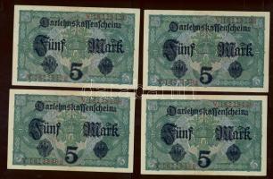 Német Birodalom / Császárság 1917. 5M (4x) közeli sorszámokkal T:II+