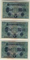 Német Birodalom / Császárság 1917. 5M (5x) egymás utáni ill. közeli sorszámokkal T:II+