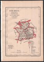 1880 Hátsek Ignác (1827-1902): Győr megye közigazgatási térképe, 1:500.000, Bp., Rautmann Frigyes,(Posner Károly Lajos-ny.), 30x22 cm