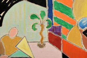 Nolipa István Pál (1907-1986): Kávéház teraszán, 1976. Olaj, vászon. Jelezve jobbra lent, hátoldalán...